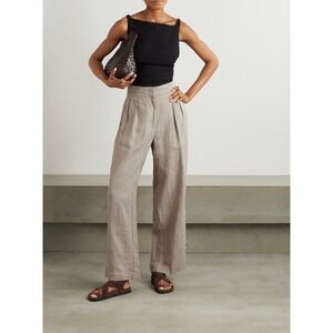 Faithfull The Brand Duomo Linen Wide Leg Pleated Pants Natural Beige Size XL NWT